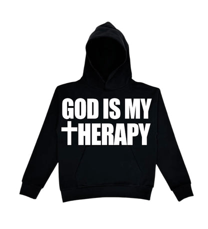 GOD IS MY THERAPY BLACK HOODIE