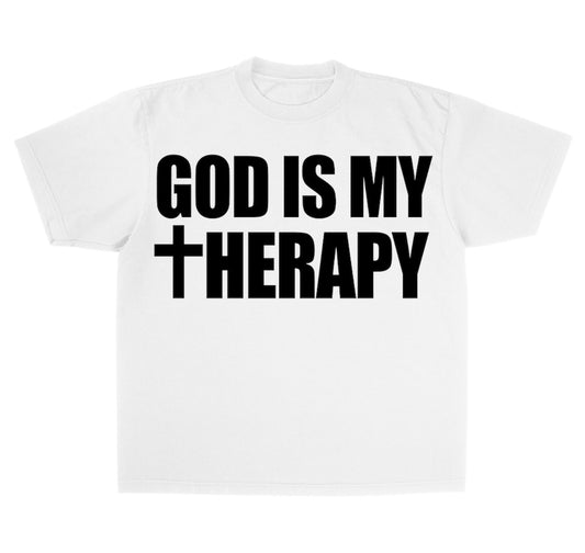 GOD IS MY THERAPY WHITE TEE