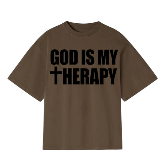 GOD IS MY THERAPY BROWN/BLACK TEE