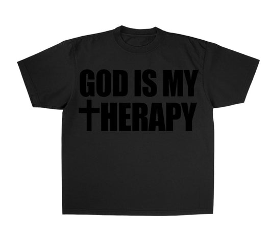 GOD IS MY THERAPY BLACK/BLACK TEE